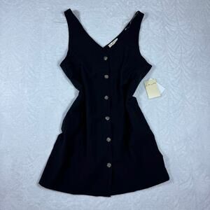 NWT bebop Women's XL Black Sleeveless V-Neck Dress Button Front Cover Up Dress
